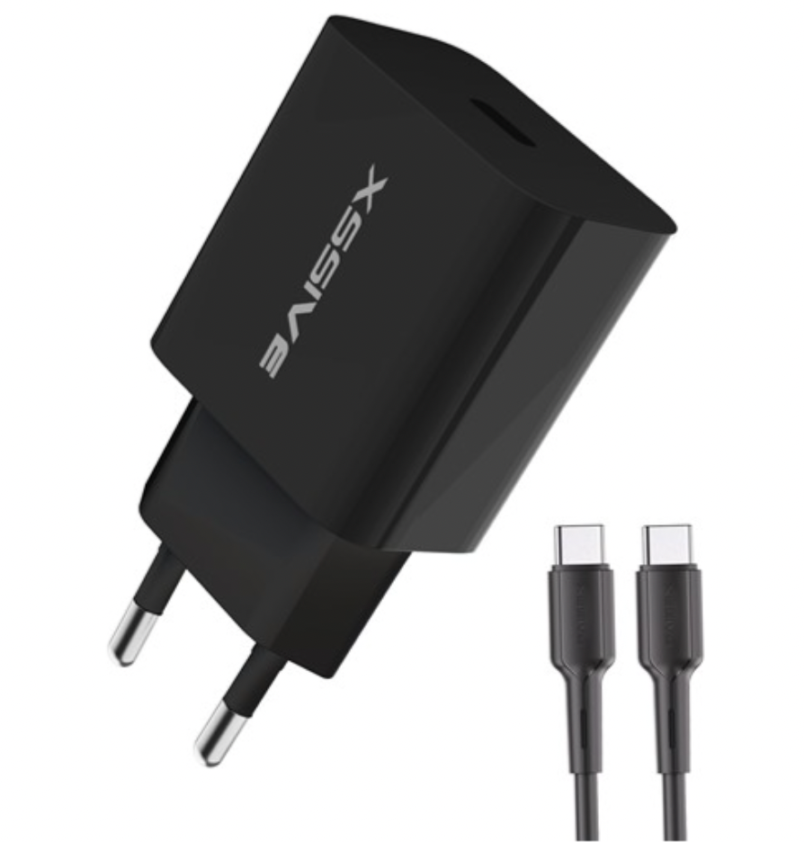 PD 20W 2in1 Charger+Cable Type-C to iPhone zwart