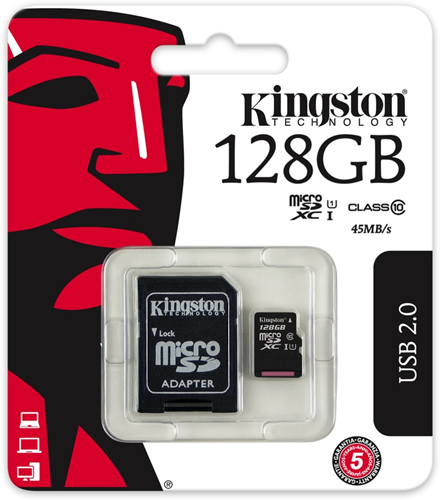 Kingston MicroSD + Adapter 128GB Class 10