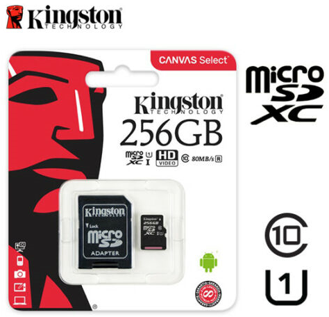 Kingston MicroSD + Adapter 256GB Class 10