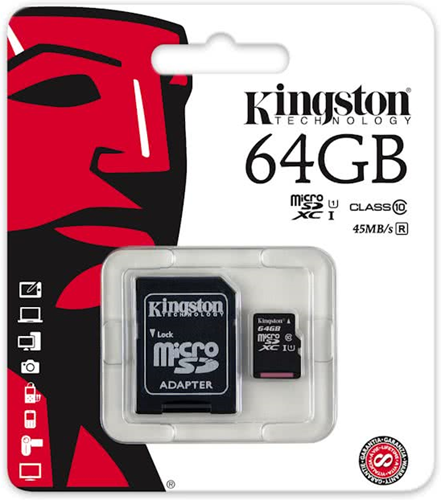 Kingston MicroSD + Adapter 64GB Class 10